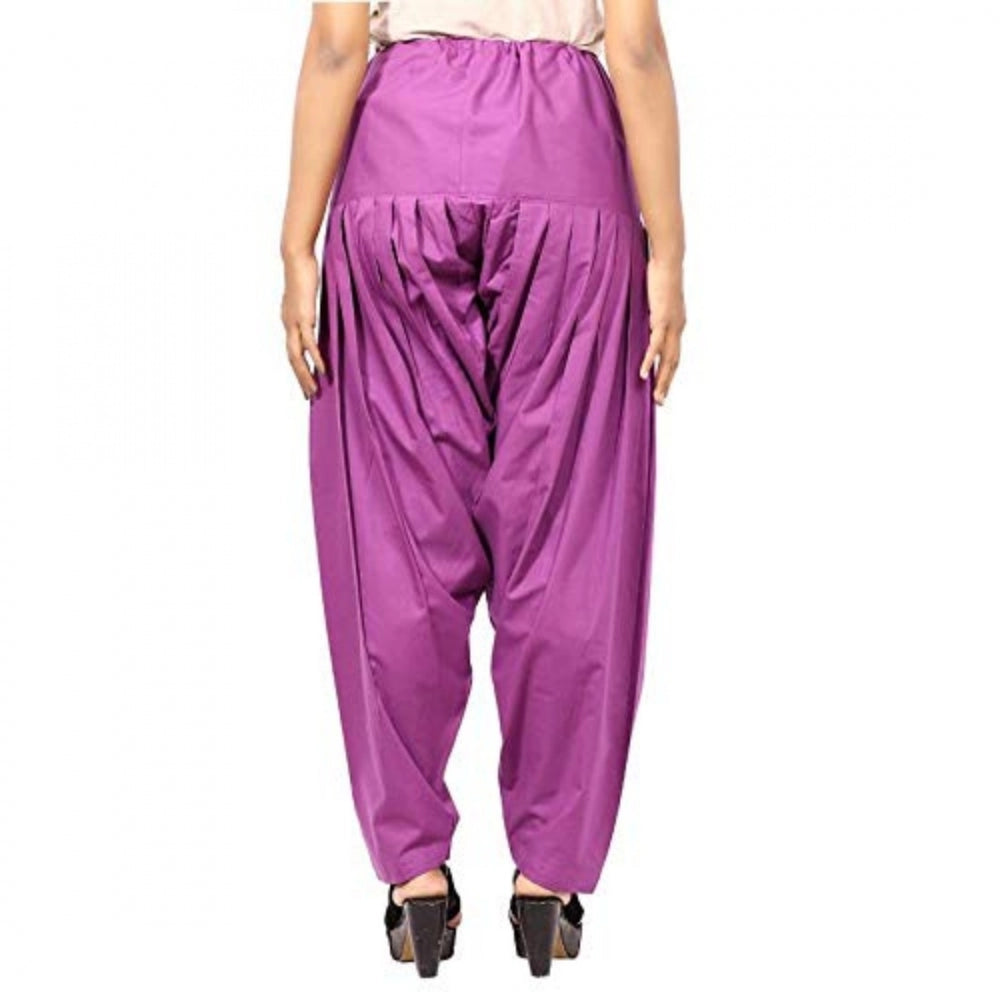 Amfyn Women's Cotton Solid Patiyala (Color:Violet)