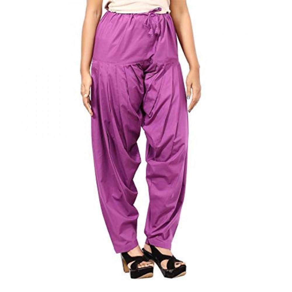 Amfyn Women's Cotton Solid Patiyala (Color:Violet)