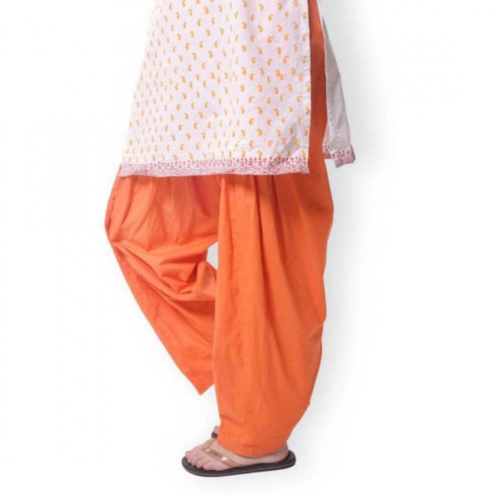 Amfyn Women's Cotton Solid Patiyala (Color:Orange)