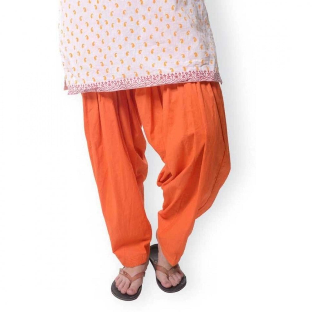 Amfyn Women's Cotton Solid Patiyala (Color:Orange)