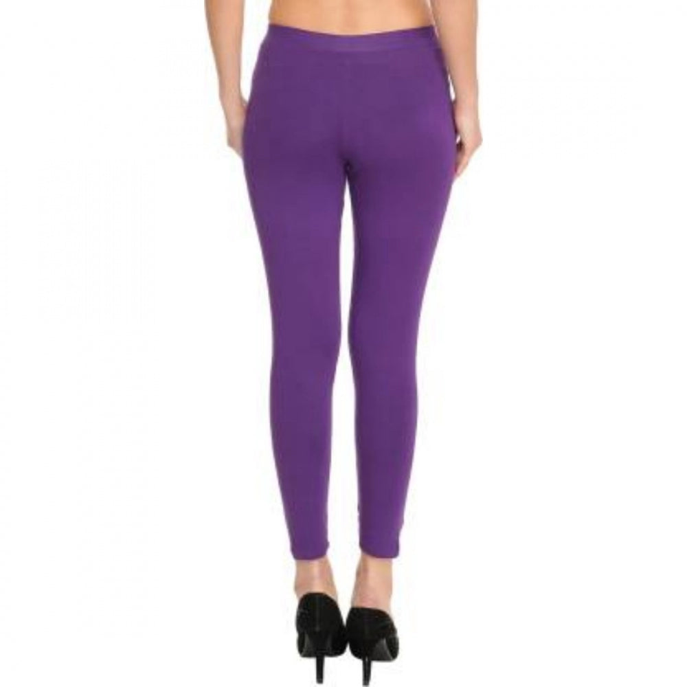 Amfyn Women's Cotton Leggings (Color:Purple)