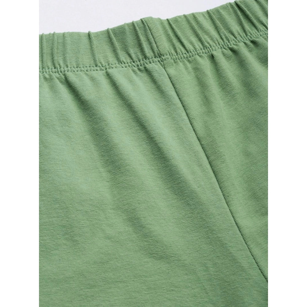 Amfyn Women's Cotton Leggings (Color:Green Solid)