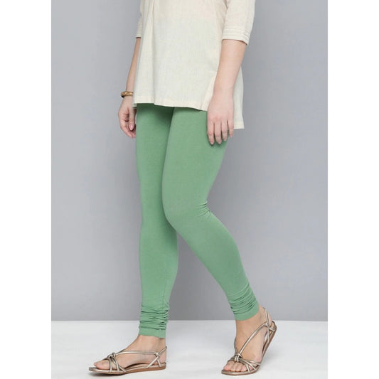 Fashion Women's Cotton Leggings (Color:Green Solid)