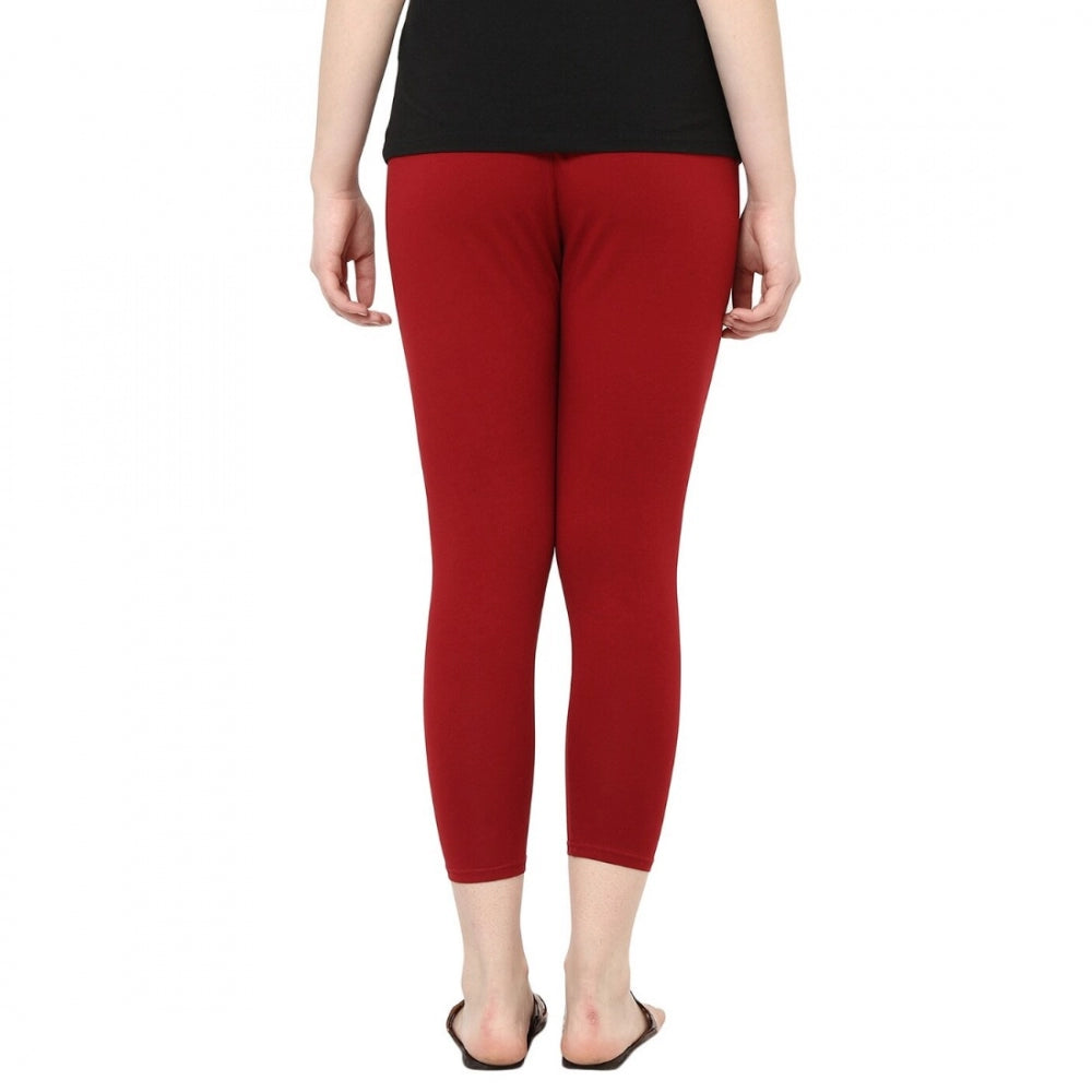 Amfyn Women's Cotton Leggings (Color:Maroon)