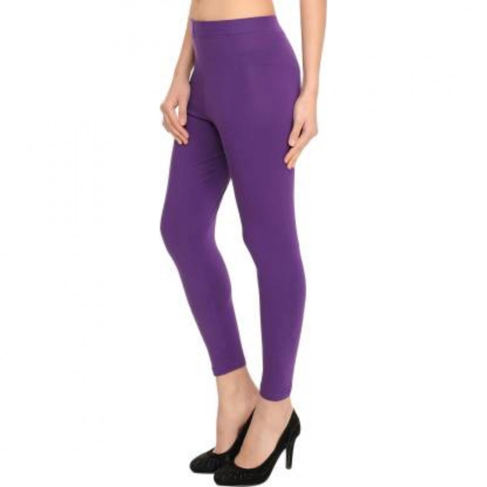 Amfyn Women's Cotton Leggings (Color:Purple)