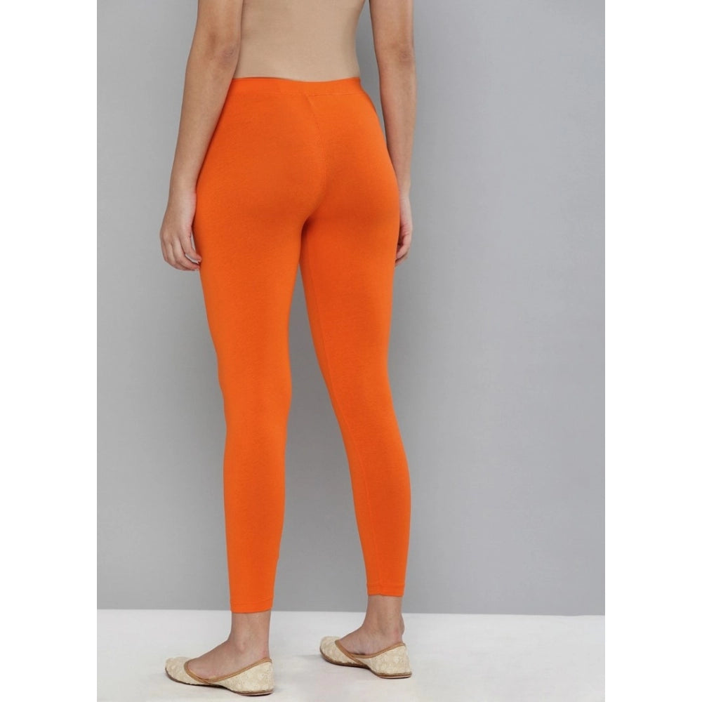 Amfyn Women's Cotton Leggings (Color:Orange)