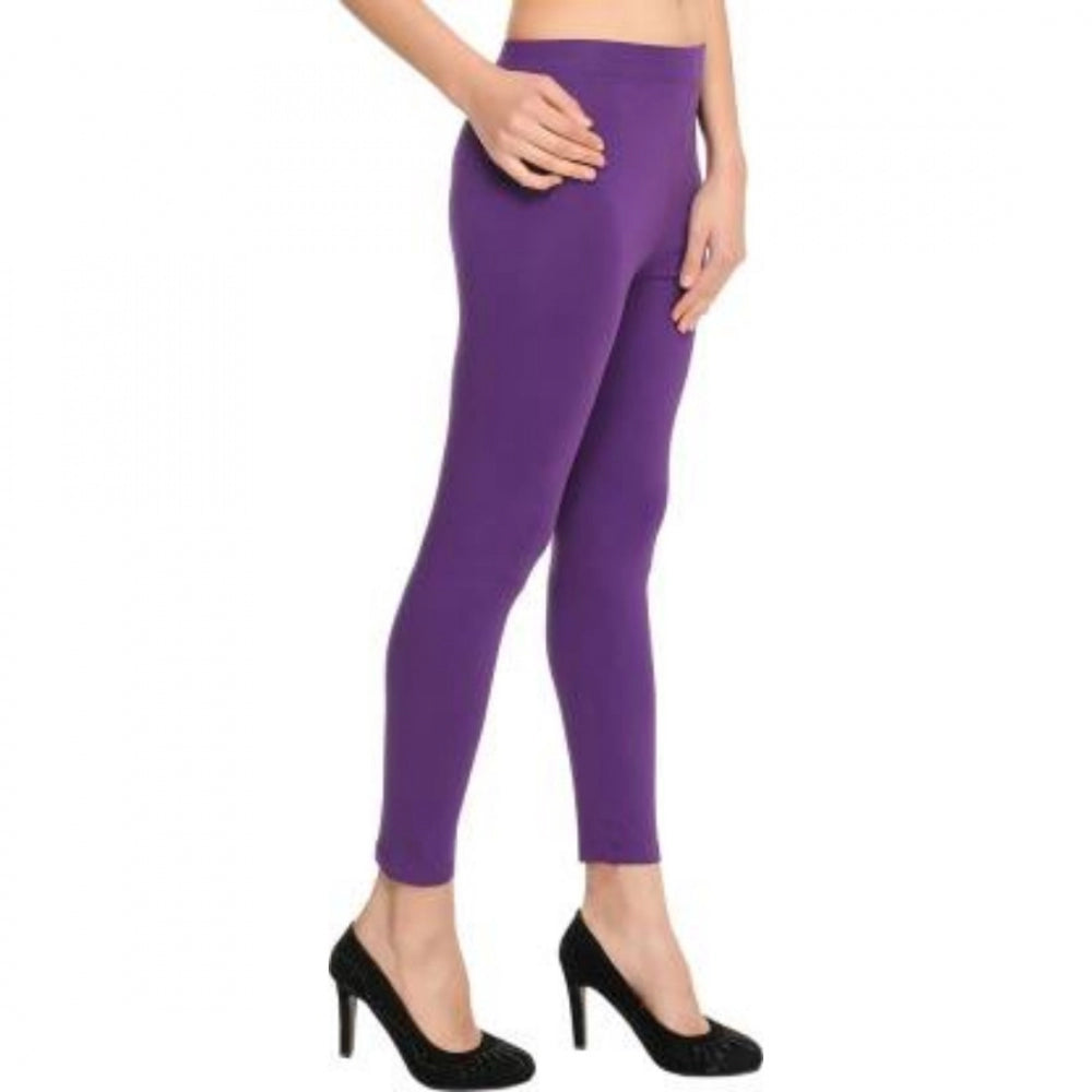 Amfyn Women's Cotton Leggings (Color:Purple)