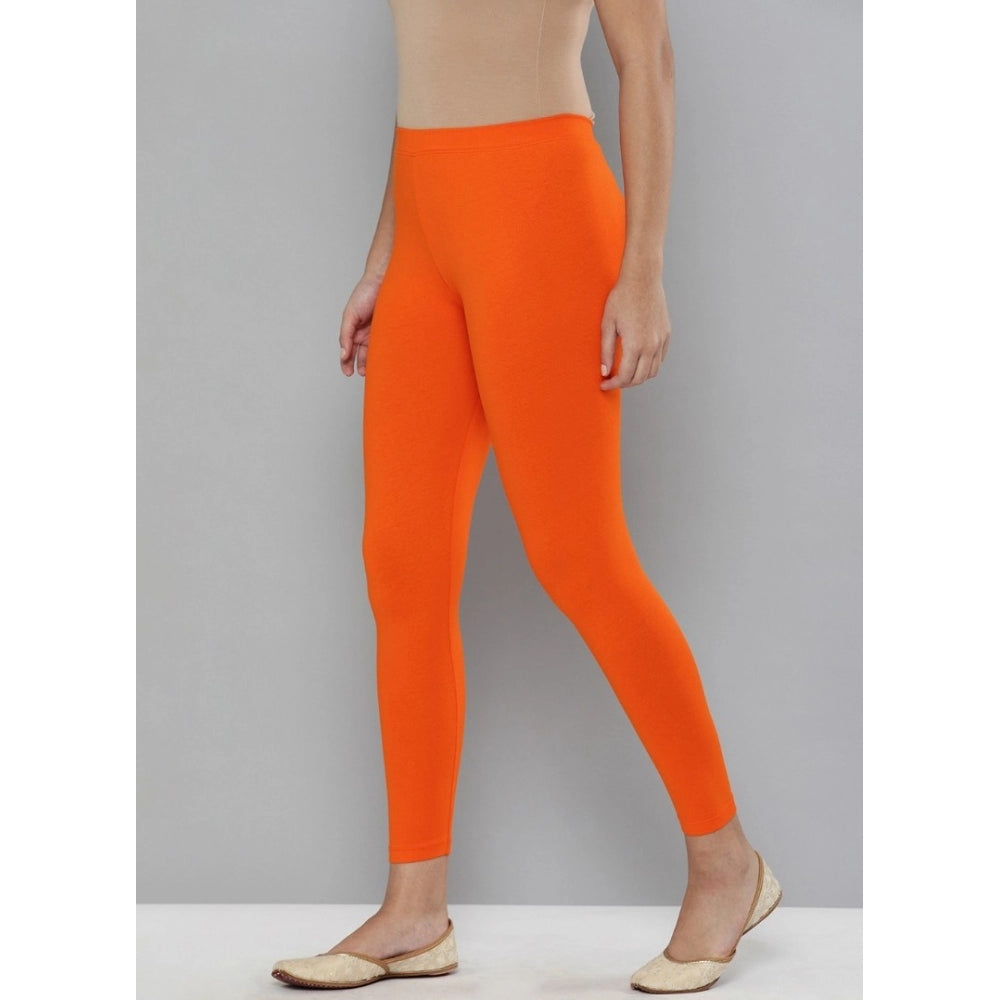 Amfyn Women's Cotton Leggings (Color:Orange)