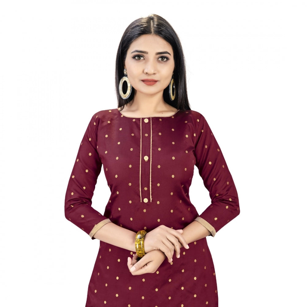 Amfyn Banarasi Silk Unstitched Salwar-Suit Material Premium Quality With Dupatta (Color: Maroon)