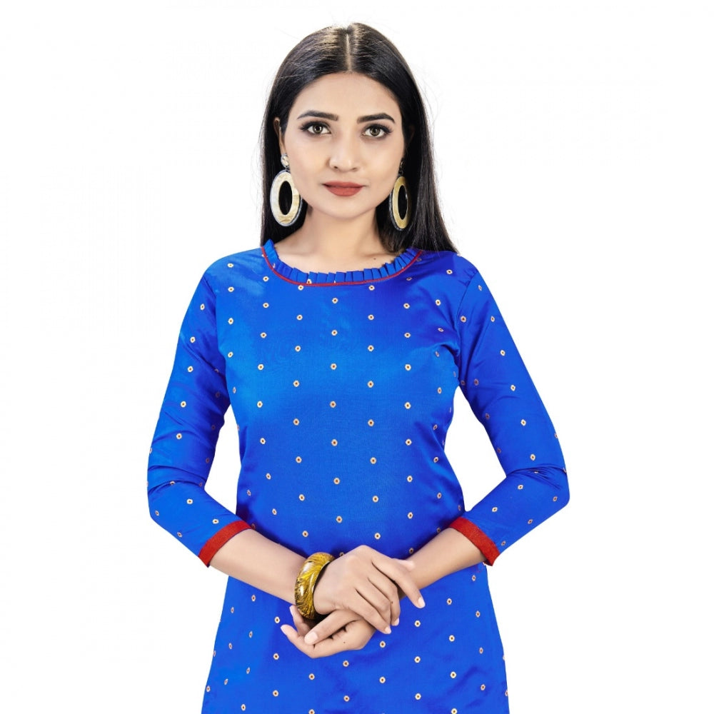 Amfyn Banarasi Silk Unstitched Salwar-Suit Material Premium Quality With Dupatta (Color: Royal Blue)