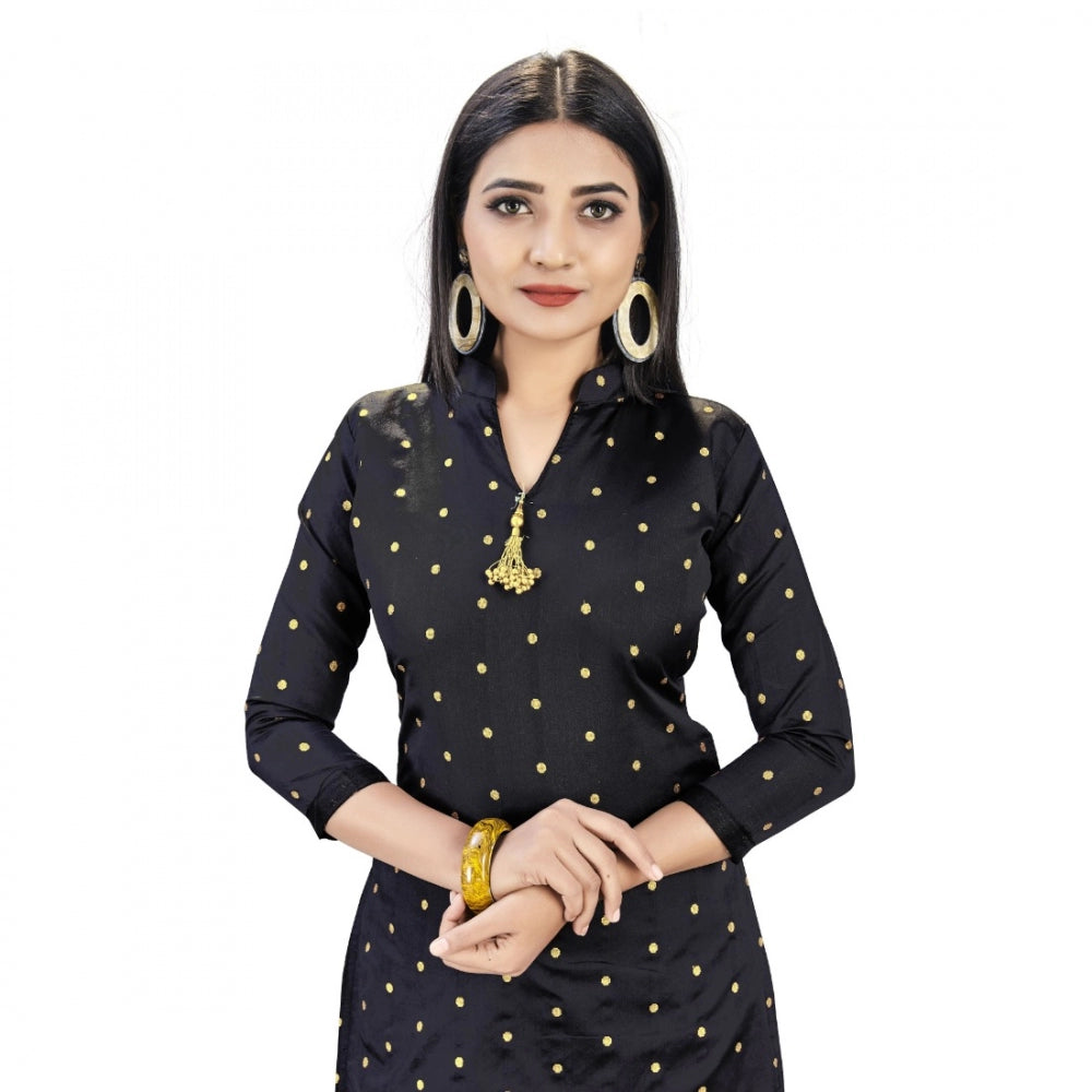 Amfyn Banarasi Silk Unstitched Salwar-Suit Material Premium Quality With Dupatta (Color: Black)