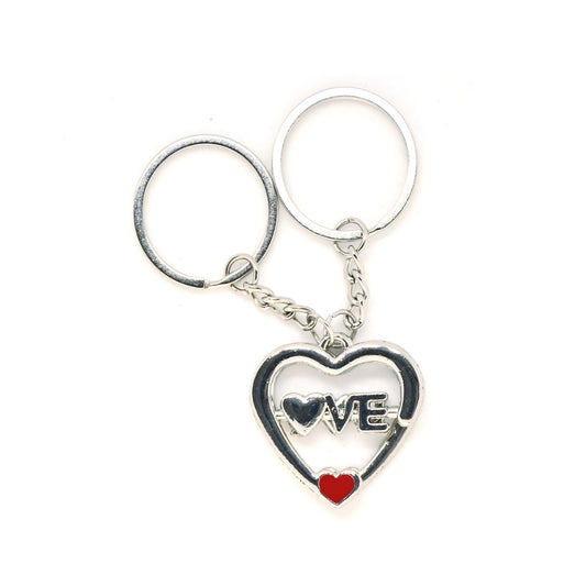 Amfyn Love Heartin Couple Metal Magnet Keychain (Color: Assorted)