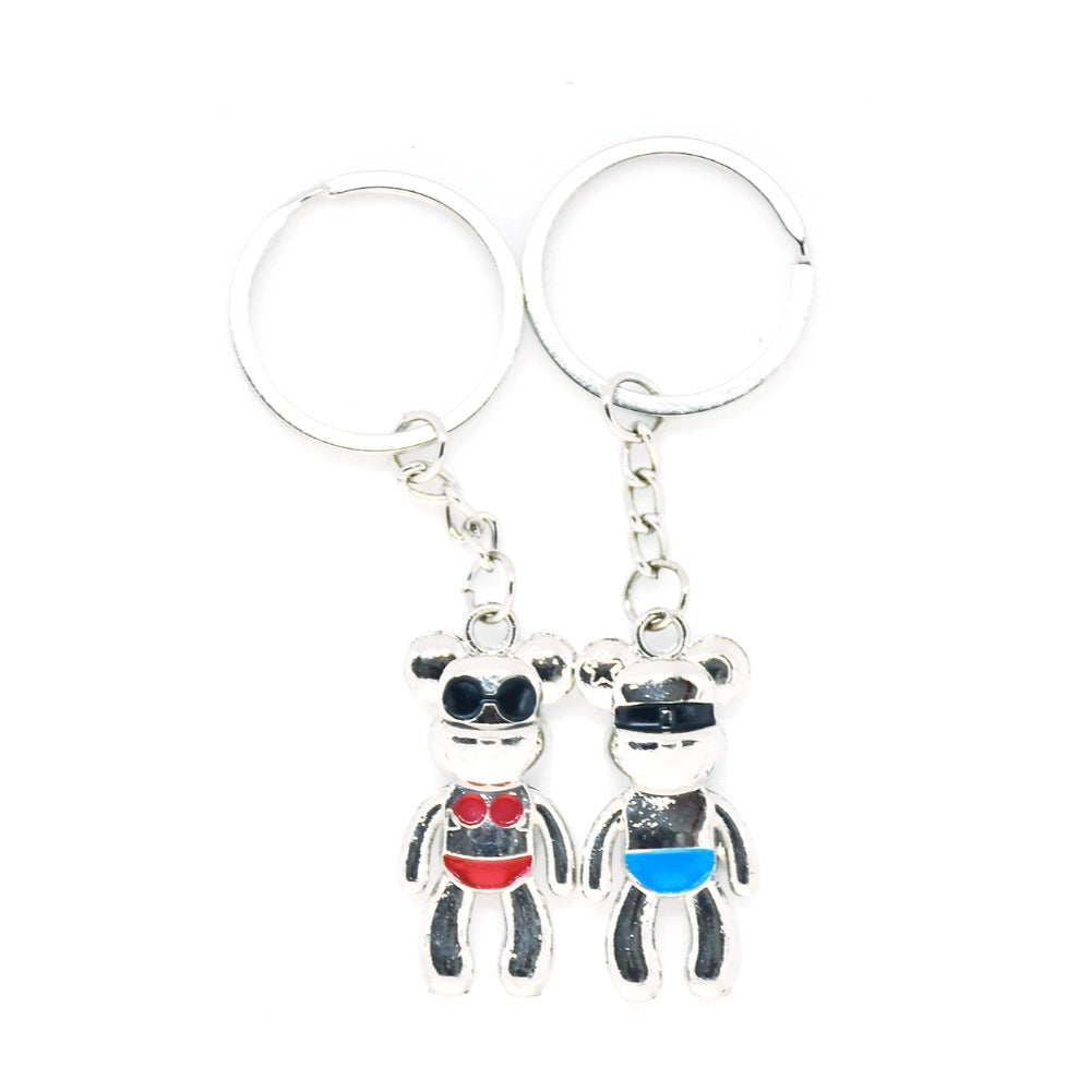 Amfyn Robotic Couple Metal Keychain (Color: Assorted)