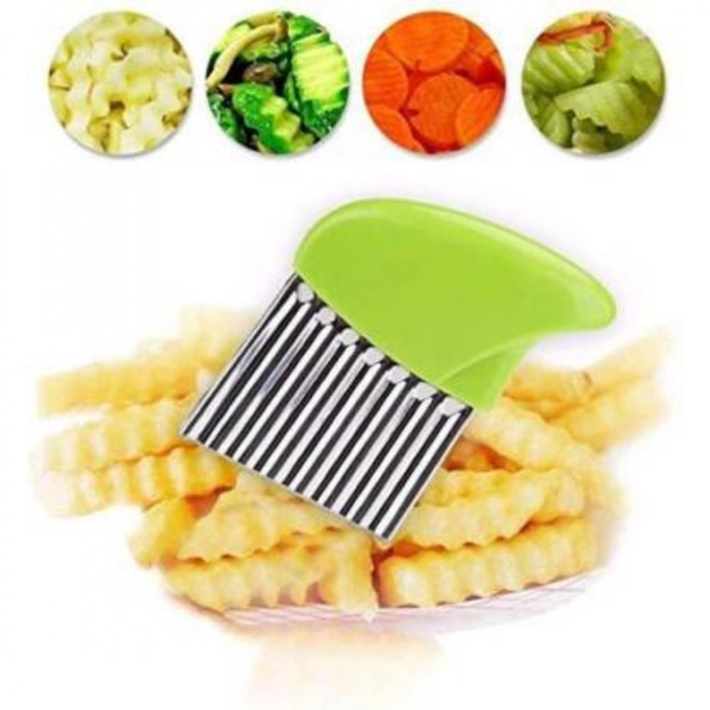 Amfyn Pack Of_5 Wave Shape Stainless Steel Potato Cutter Slicer (Color:Assorted)