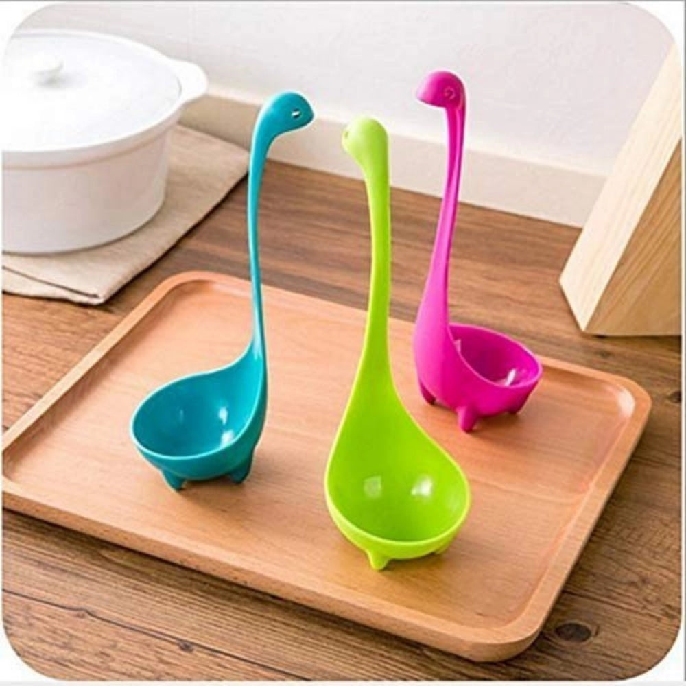 Amfyn Pack Of_2 Nessie Ladle Dinosaur Long Handle Soup Spoons (Color:Assorted)