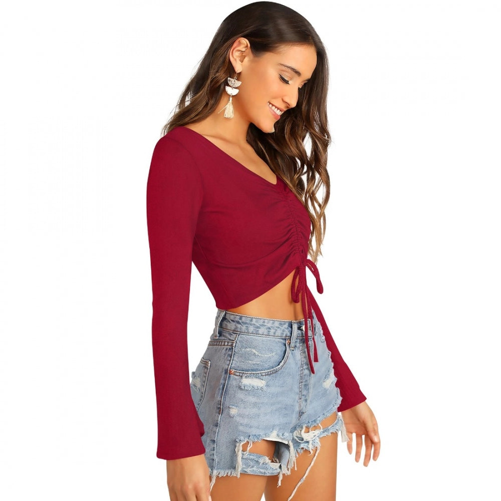 Fashion Women's 95% Polyester 5% Spendex Western Wear Tops (Maroon)