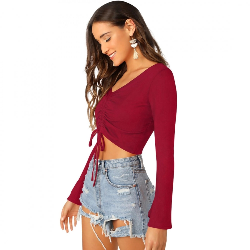 Fashion Women's 95% Polyester 5% Spendex Western Wear Tops (Maroon)