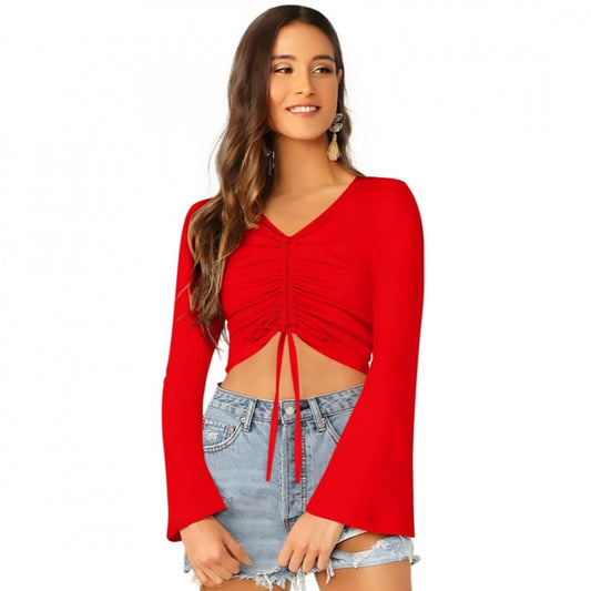 Fashion Women's 95% Polyester 5% Spendex Western Wear Tops (Red)