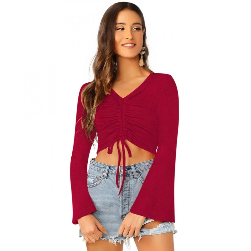 Fashion Women's 95% Polyester 5% Spendex Western Wear Tops (Maroon)