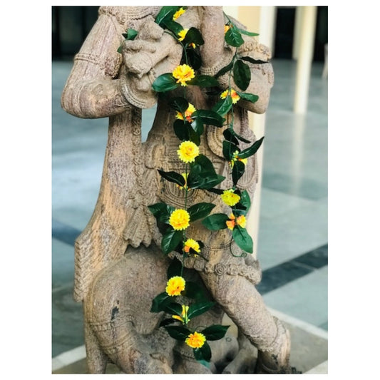 Amfyn Artificial Sunflower Vine Creeper With Big Green Leaves And 11 Sunflowers For Home Decoration (Color: Yellow, Material: Silk Polyester)