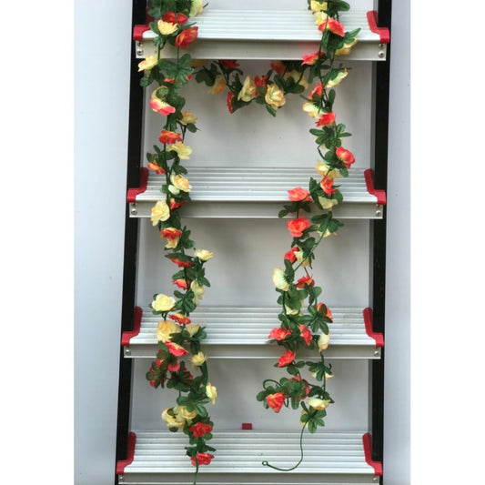 Amfyn Artificial Rose Vine Flowers Plants Artificial Flower Creeper Hanging Rose For Home Decoration (Color: Multi, Material: Silk Polyester)