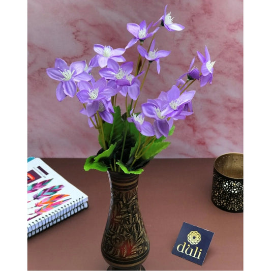 Amfyn Artificial Flowers Bunch Bouquet Of Purple Blossoms For Home Decoration (Color: Purple, Material: Silk Polyester)