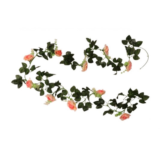 Amfyn Artificial Light Pink White Filler Rose Vines Flowers Plants Artificial Flower Creeper Hanging Rose For Home Decoration (Color: LightPink, Material: Silk Polyester)