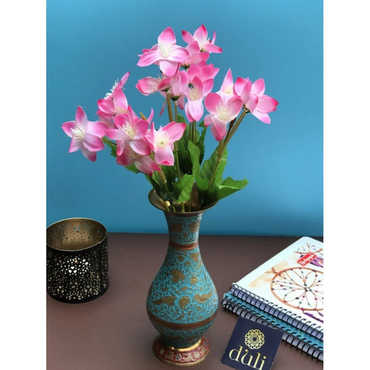 Amfyn Artificial Flowers Bunch Bouquet Of Pink Blossoms For Home Decoration (Color: Pink, Material: Silk Polyester)