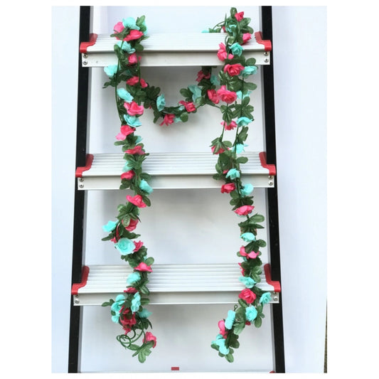 Amfyn Artificial Rose Vine Flowers Plants Artificial Flower Creeper Hanging Rose For Home Decoration (Color: Multi, Material: Silk Polyester)