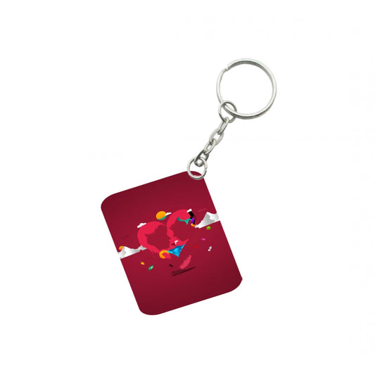 Amfyn Pack Of 3_ True Love One Side Printed Rectangle Designer Keychain (Red)