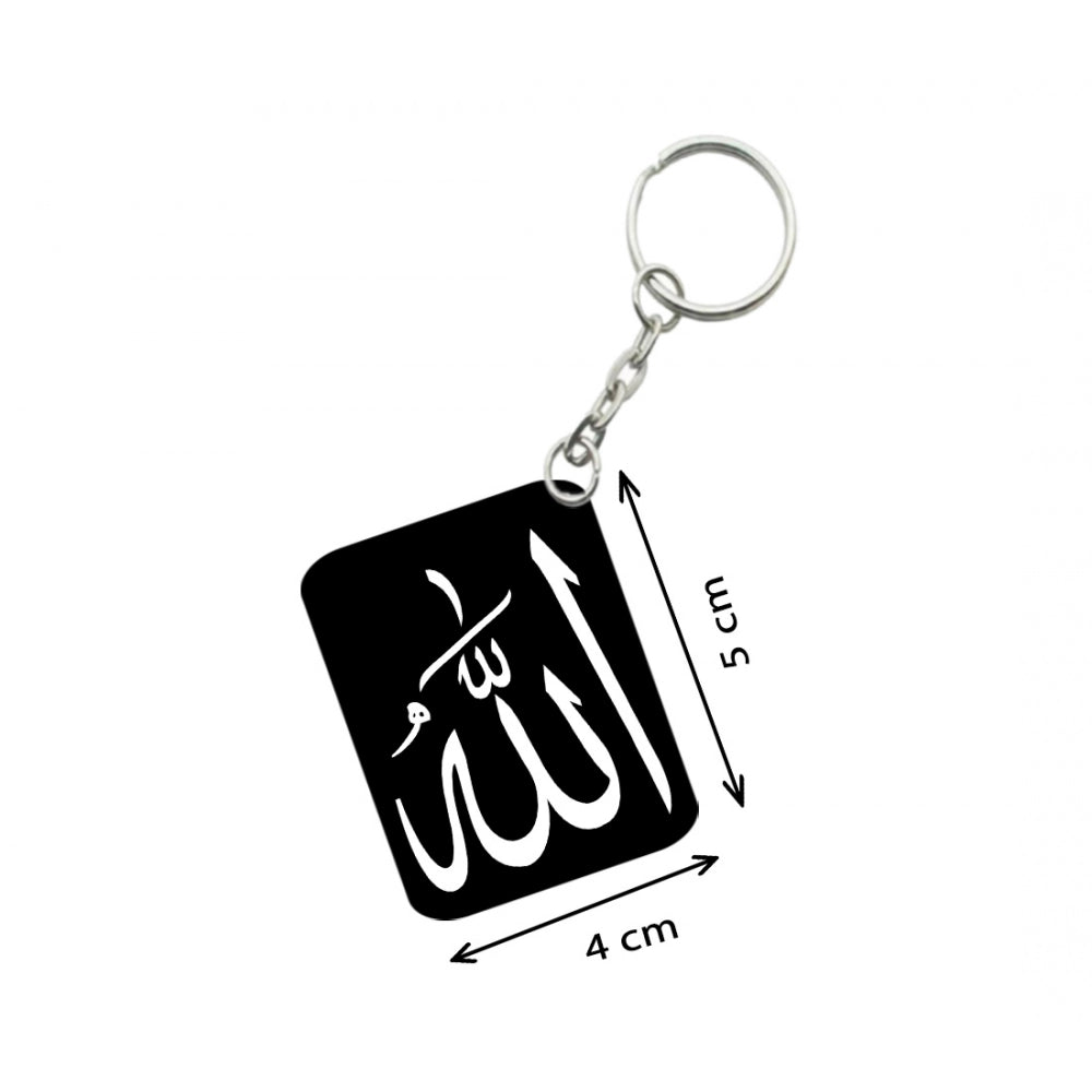 Amfyn Pack Of 3_ Allah God Of Islam One Side Printed Rectangle Designer Keychain (Black)