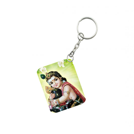 Amfyn Pack Of 3_ Bala Murugan Lingam One Side Printed Rectangle Designer Keychain (Green)