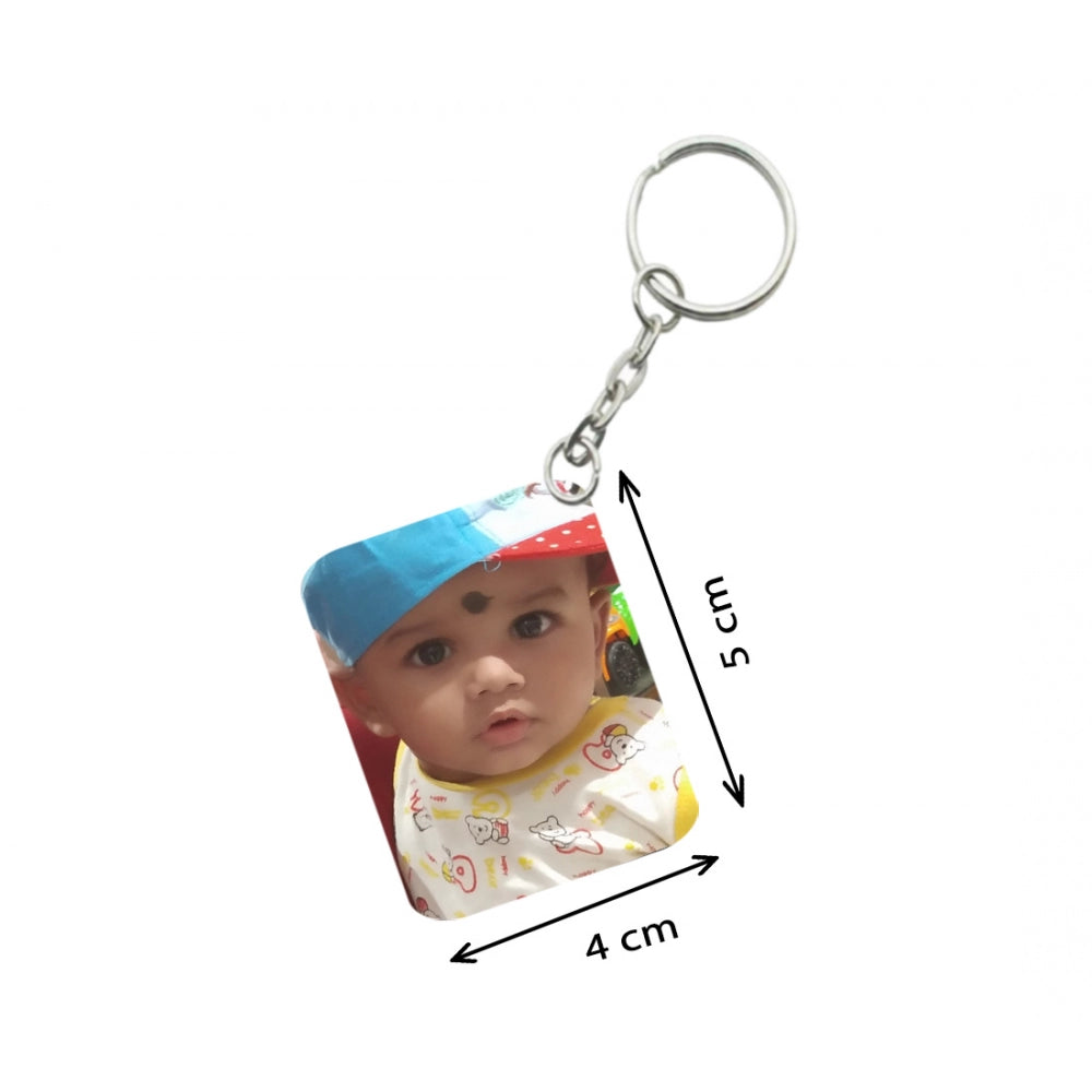 Amfyn Pack Of 3_ Baby With Cap One Side Printed Rectangle Designer Keychain (Yellow)