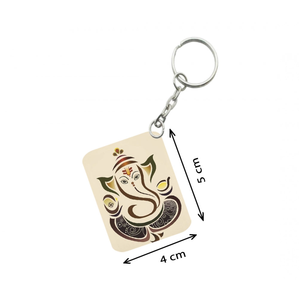 Amfyn Pack Of 3_ Ganesha One Side Printed Rectangle Designer Keychain (Sandal)