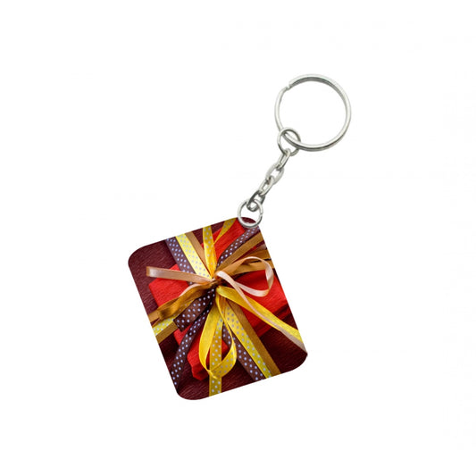 Amfyn Pack Of 3_ Gift Ribban One Side Printed Rectangle Designer Keychain (Multi Color)