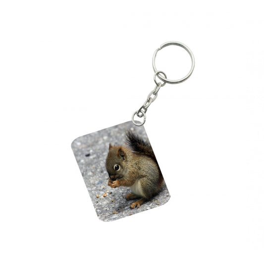 Amfyn Pack Of 3_ Squirrel One Side Printed Rectangle Designer Keychain (Brown)