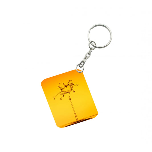 Amfyn Pack Of 3_ Water Drop One Side Printed Rectangle Designer Keychain (Orange)