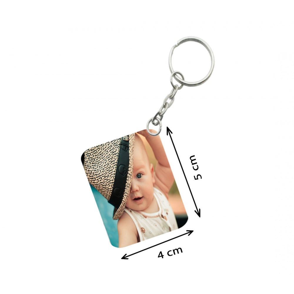 Amfyn Pack Of 3_ Baby With Cap One Side Printed Rectangle Designer Keychain (Musterd)