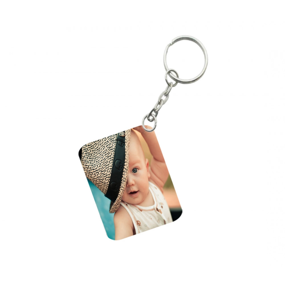 Amfyn Pack Of 3_ Baby With Cap One Side Printed Rectangle Designer Keychain (Musterd)