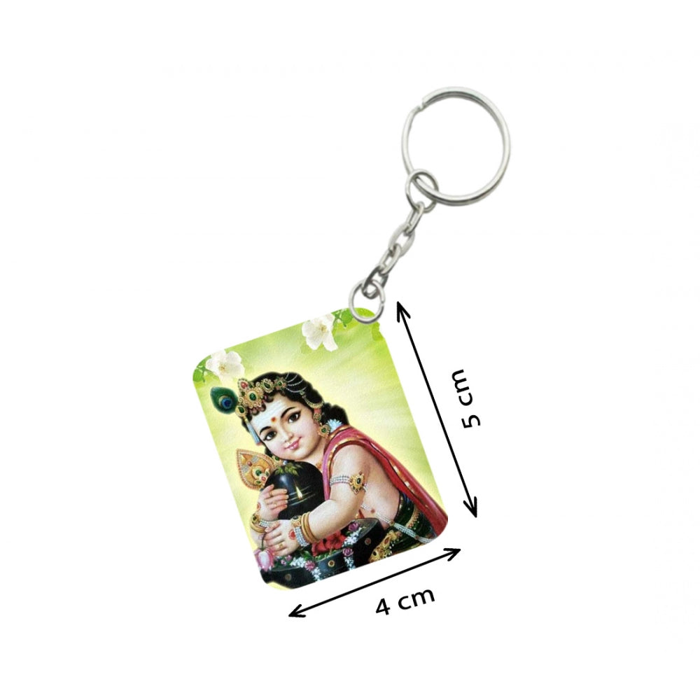 Amfyn Pack Of 3_ Bala Murugan Lingam One Side Printed Rectangle Designer Keychain (Green)