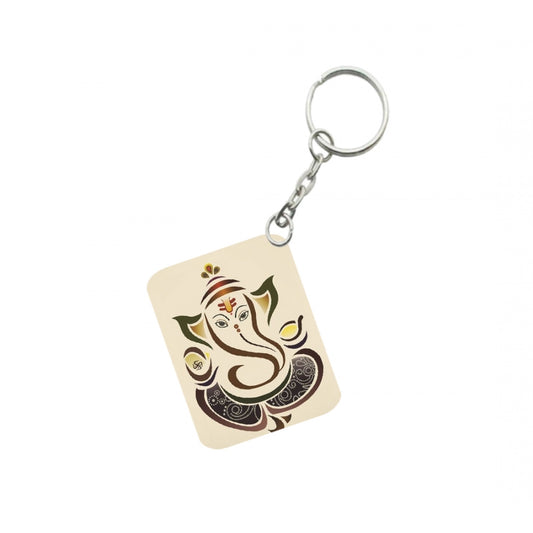 Amfyn Pack Of 3_ Ganesha One Side Printed Rectangle Designer Keychain (Sandal)