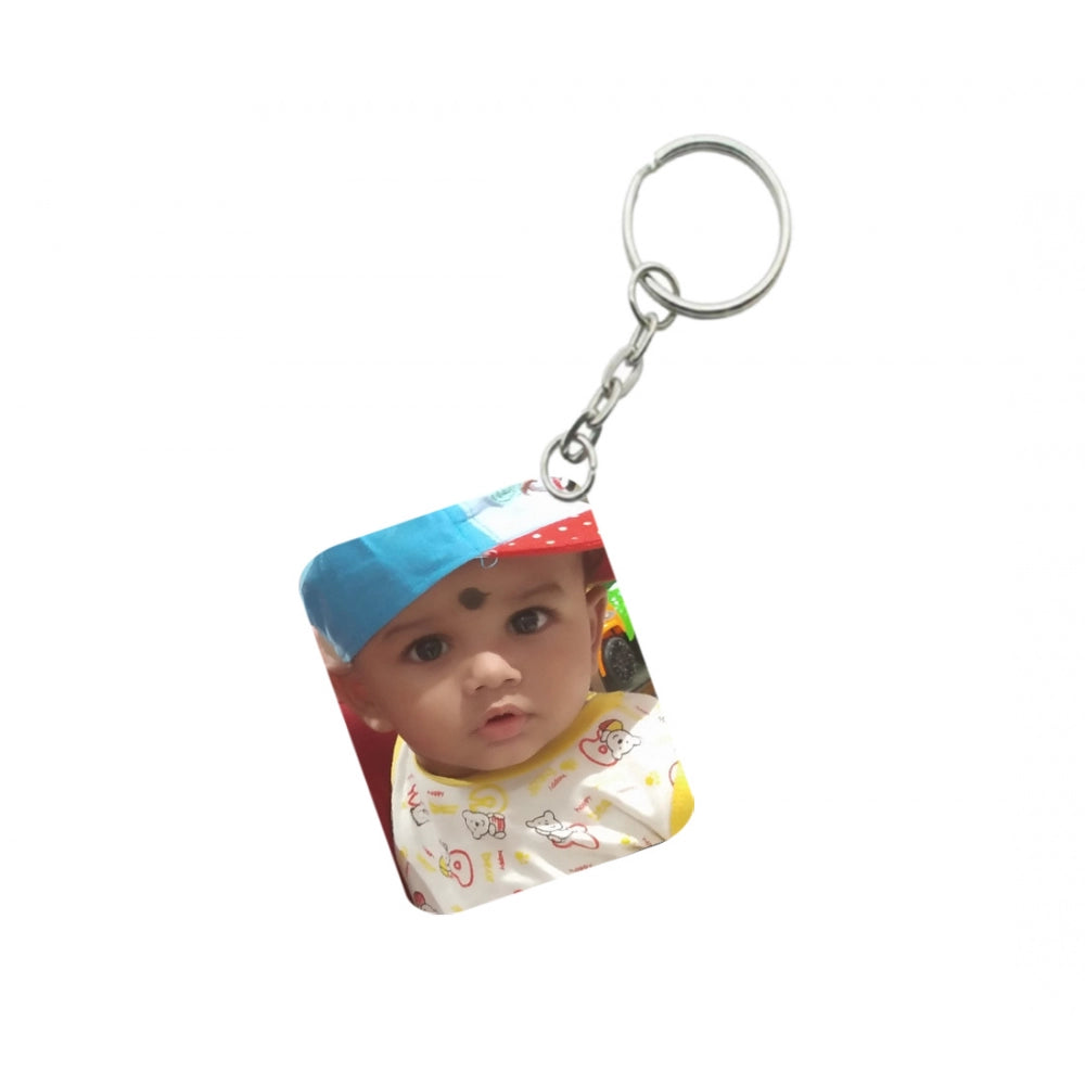 Amfyn Pack Of 3_ Baby With Cap One Side Printed Rectangle Designer Keychain (Yellow)