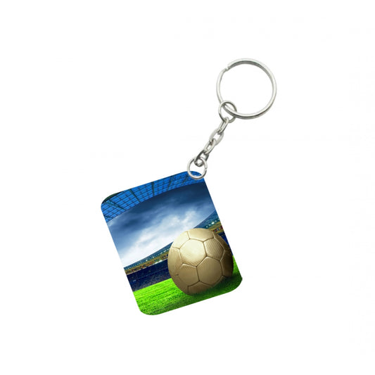 Amfyn Pack Of 3_ Football One Side Printed Rectangle Designer Keychain (Multi Color)