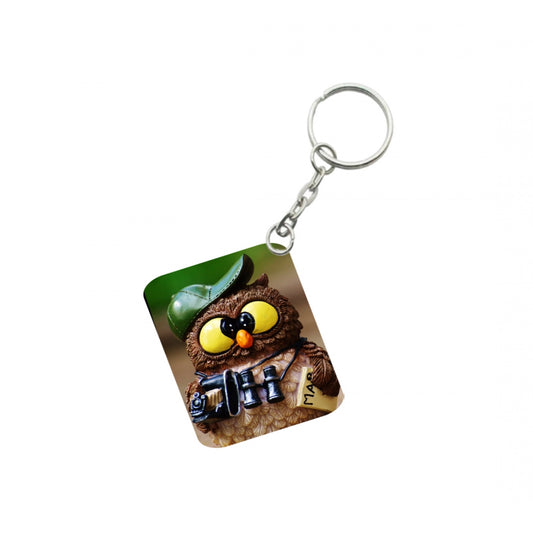 Amfyn Pack Of 3_ Guide Owl One Side Printed Rectangle Designer Keychain (Multi Color)