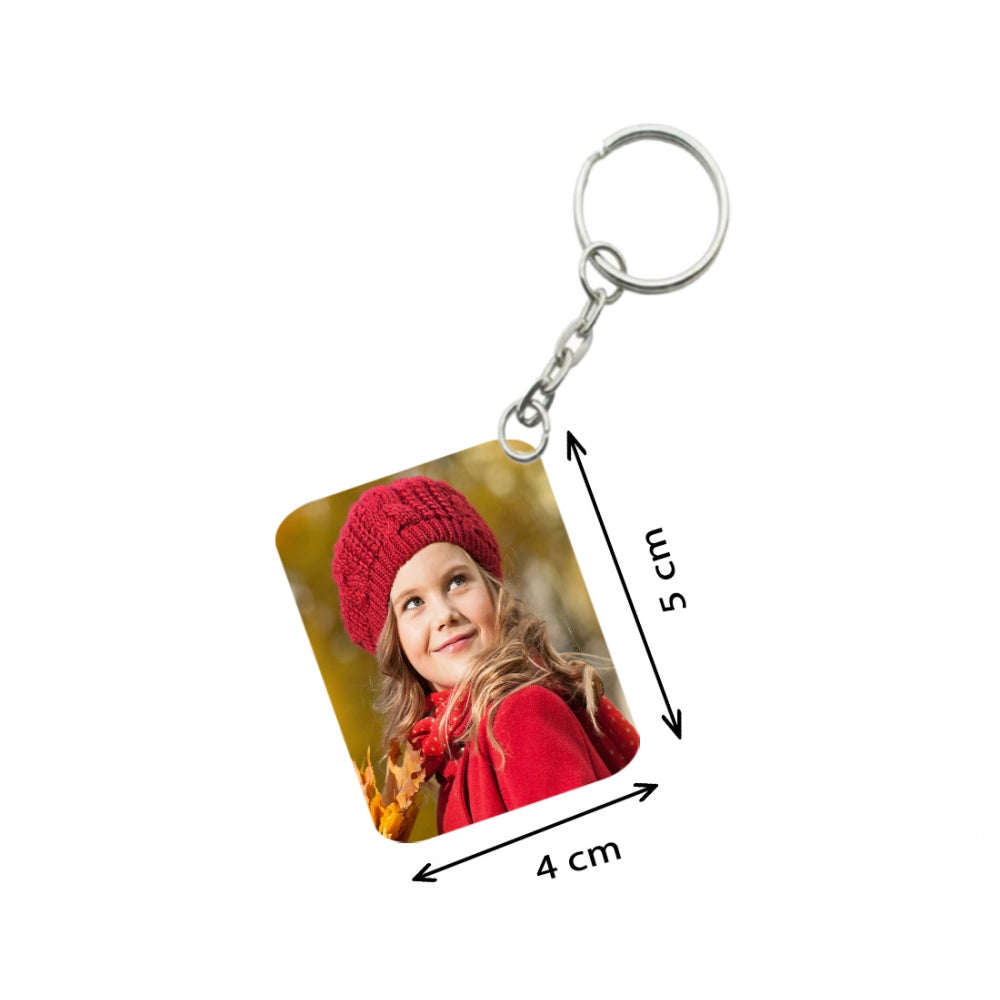 Amfyn Pack Of 3_ Cute Girl One Side Printed Rectangle Designer Keychain (Red)