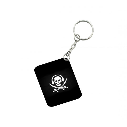 Amfyn Pack Of 3_ Skull Symbols One Side Printed Rectangle Designer Keychain (Black)