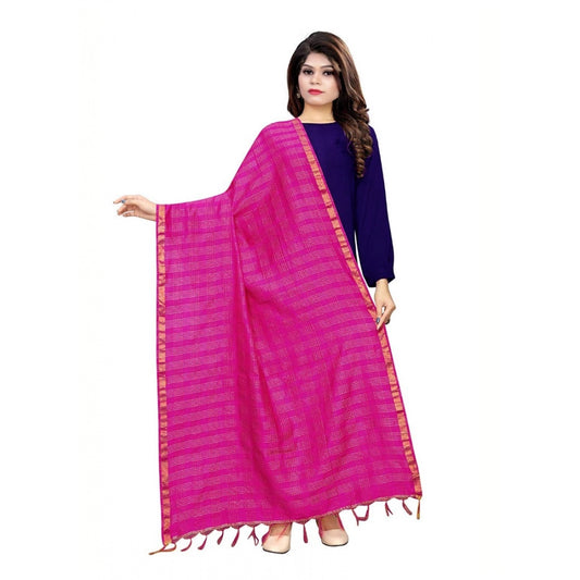 Amfyn Women's Cotton Jari Woven Work Dupatta (Pink, Length:2-2.4 mtr)