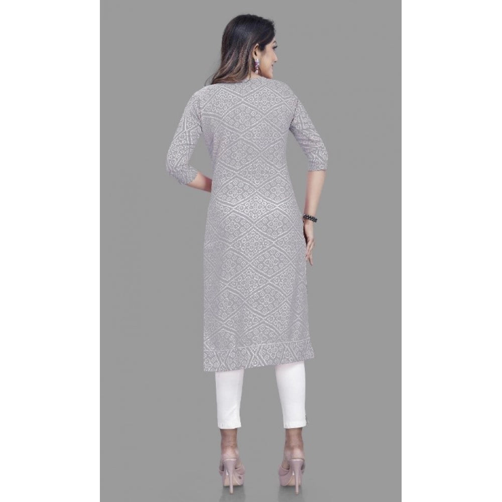 Amfyn Women's Cotton Straight Kurti (Grey)