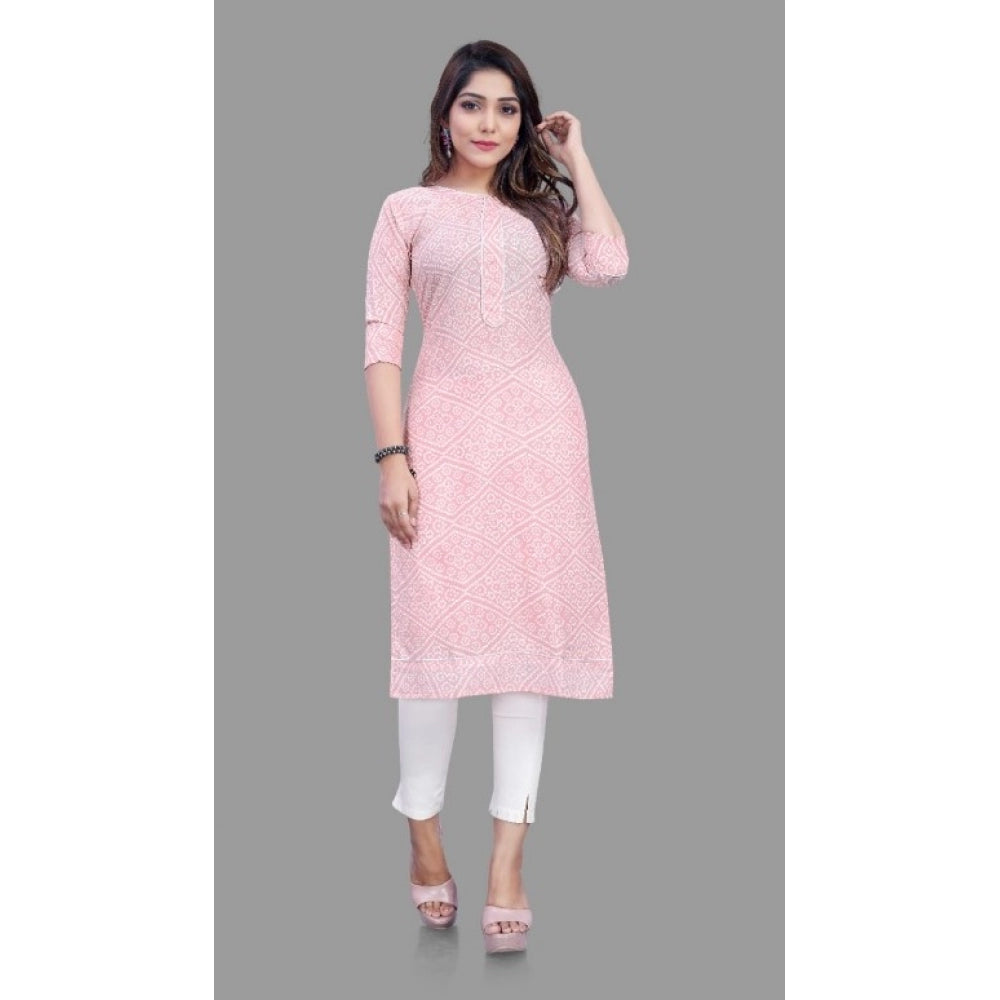 Amfyn Women's Cotton Straight Kurti (Pink)