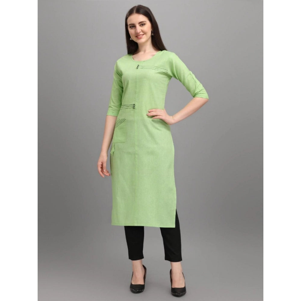 Amfyn Women's Cotton Straight Kurti (Pista)